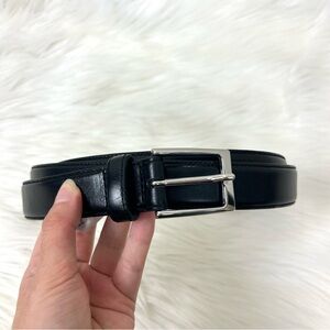 Lands’ End Men’s Black Leather Belt Size 48